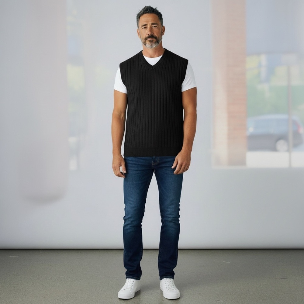 Vintage London Fog Ribbed Sleeveless Sweater Vest, Men’s XL Tall, EUC